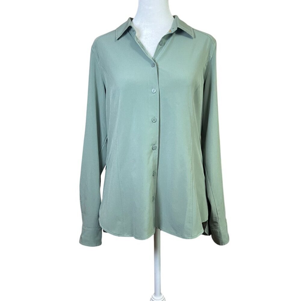 ORVIS Women’s Everyday Button-Down Shirt Lightweight Roll Tab Long Sleeve Size S